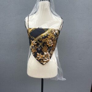 Princess Polly Black and Gold Floral Camisole